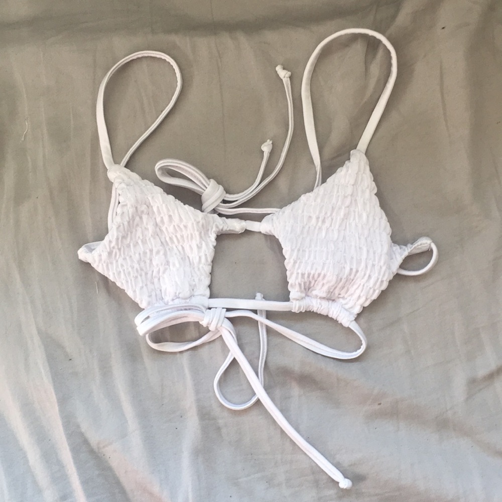 White Textured Bikini Top